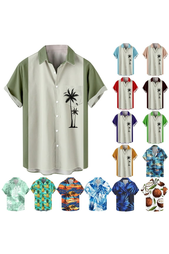 Mens Hawaiian Floral Shirts Tropical Summer Tops Big and Tall Casual Beach Button Down Shirt Big Sales Today Orange XL