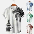 thumbnail image 1 of DDAPJ pyju Mens Hawaiian Shirt Palm Tree Printed Short Sleeve Casual Button Down Shirts Tropical Summer Beach Tops Lightning Sales Green XXL, 1 of 4