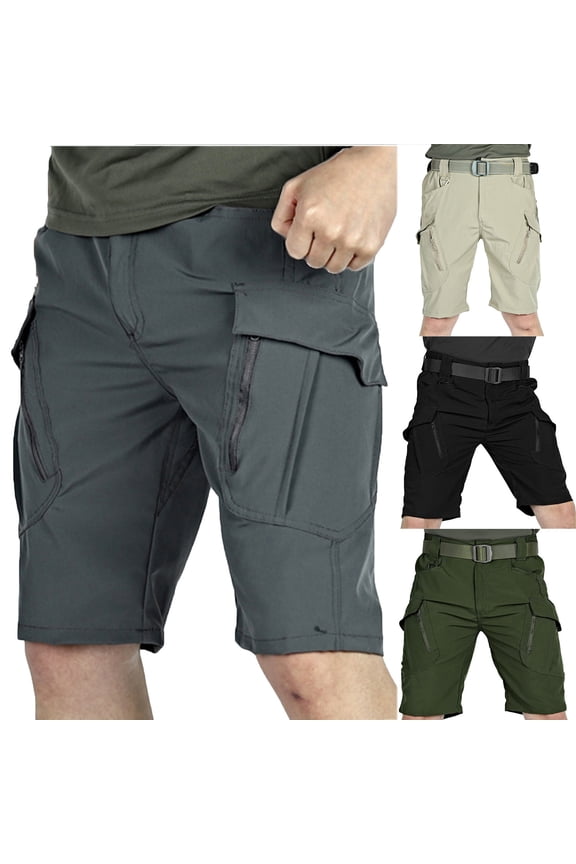 Mens Hiking Cargo Shorts Lightweight Quick Dry Outdoor Work Shorts Ripstop Military Combat Shorts Waterproof Tactical Shorts with Multi-Pockets Gray L