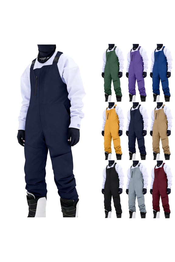 Mens Insulated Ski Bib Overalls Snow Pants Snowboard Overalls for Fishing, Hunting, Snowmobiling Black XL