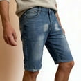 thumbnail image 1 of DDAPJ pyju Mens Jean Shorts Slim Fit Stretch Denim Shorts Vintage Ripped Short Jeans Casual Street Shorts with Pockets Light Blue M, 1 of 7