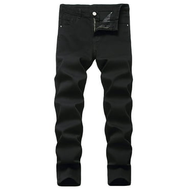 DDAPJ pyju Mens Jeans Fashion Straight Leg Jeans Solid Color Distressed Denim Pants Fashion Slim Fit Zipper Jeans for Men