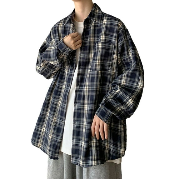 DDAPJ pyju Mens Lightweight Shacket Open Front Long Sleeve Plaid Button Down Shirt Jacket 2024 Fall Trendy Casual Outwear Tops with Chest Pocket Clearance Sale Black XXXXXL
