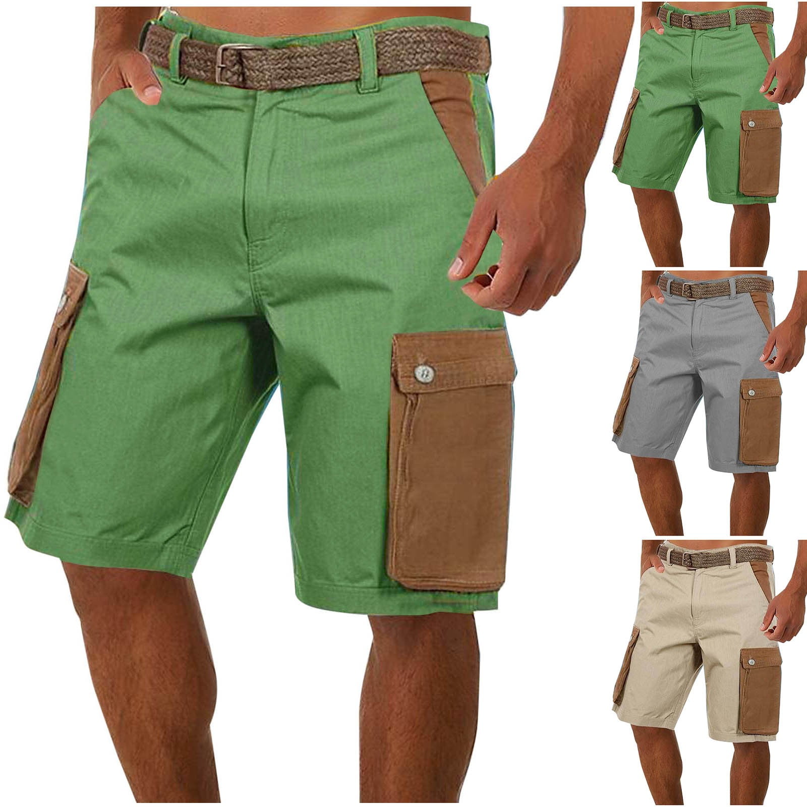 DDAPJ pyju Mens Linen Cargo Shorts Lightweight Summer Beach Shorts ...