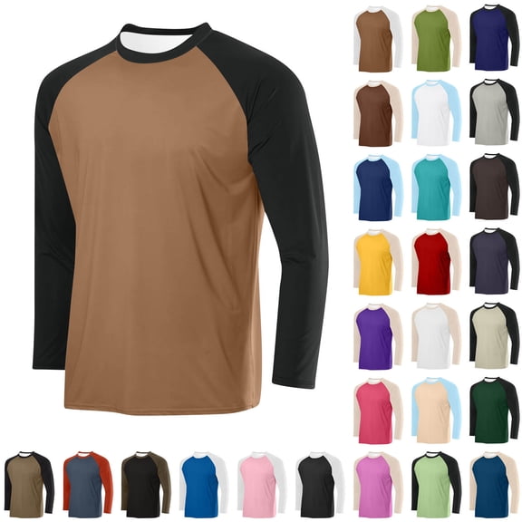 DDAPJ pyju Mens Long Sleeve Baseball T-Shirts Mesh Athletic Tee Tops Lightweight Crewneck Raglan Tees Wine M