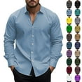 thumbnail image 1 of DDAPJ pyju Mens Long Sleeve Button Down Shirt Solid Casual Untucked Shirts for Men Oxford Dress Shirts Sales of the Day Purple M, 1 of 6