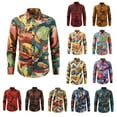thumbnail image 1 of DDAPJ pyju Mens Long Sleeve Floral Dress Shirt Flowered Pattern Print Button Down Shirts Lightweight Linen Shirt Multicolor XXXL, 1 of 6