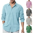 thumbnail image 1 of DDAPJ pyju Mens Long Sleeve Linen Shirt Relaxed Fit Casual Button Down Shirts Beach Vacation Shirt Pink XXL, 1 of 7