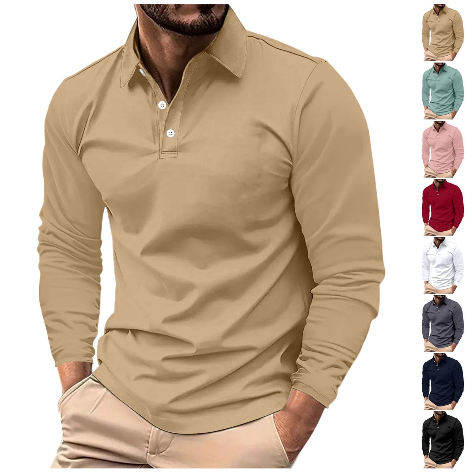 Casual Long Sleeve Polo T-Shirt