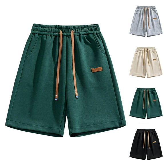 DDAPJ pyju Mens Long Sweat Shorts Casual Summer Bermuda Shorts Loose Lounge Workout Athletic Shorts with Pockets Beige L