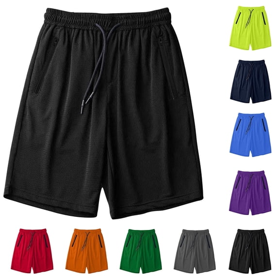 DDAPJ pyju Mens Mesh Workout Shorts Breathable Ice Silk Gym Athletic Shorts Quick Dry Running Sport Shorts Lightweight Outdoor Hiking Shorts with Zipper Pockets Orange S