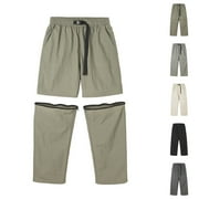DDAPJ pyju Mens Nylon Cargo Pants Convertible Zip Off Hiking Pants Lightweight Quick Dry Fishing Pants Outdoor Travel Camping Safari Pants with Pockets Dark Gray L