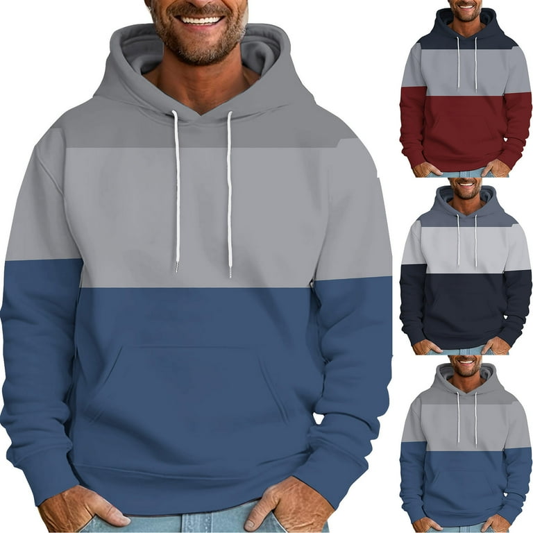 DDAPJ pyju Mens Oversized Pullover Hoodie 2024 Fashion Color Block Hooded Sweatshirt Lightweight Drawstring Hoodies Loose Casual Sweatshirts with