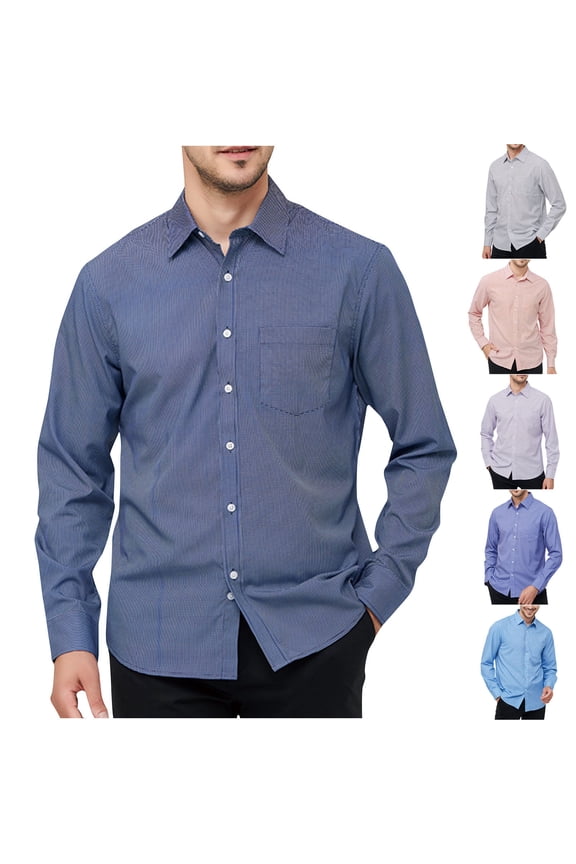 Mens Oxford Shirt Long Sleeve Business Casual Button Down Shirts Regular Fit Formal Dress Shirt with Pocket Purple XXL