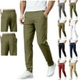 thumbnail image 1 of DDAPJ pyju Mens Pants Casual Dress Trousers Elastic Waist Comfy Slim Leg Pants with Pockets Brown XL, 1 of 9
