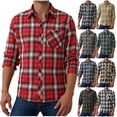 thumbnail image 1 of DDAPJ pyju Mens Plaid Button Down Shirts Wrinkle Free Long Sleeve Dress Shirts Regular Fit Gingham Shirts Coffee M, 1 of 8