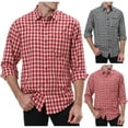 thumbnail image 1 of DDAPJ pyju Mens Plaid Dress Shirt Long Sleeve Regular Fit Oxford Shirts Business Casual Button Down Shirts with Chest Pocket Red L, 1 of 8