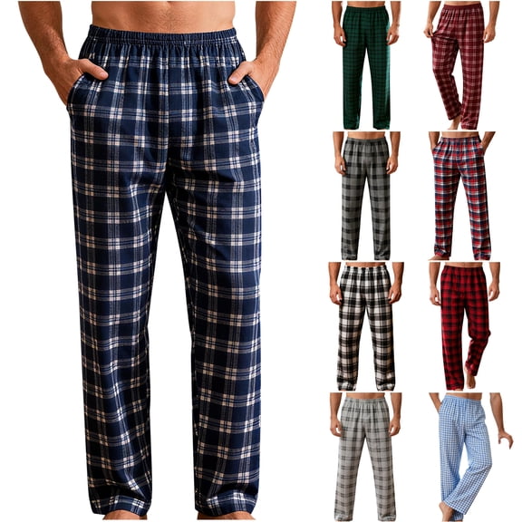 DDAPJ pyju Mens Plaid Pajama Pants Elastic Waist Comfy Pj Bottoms Baggy Lounge Pants with Pockets Multicolor L