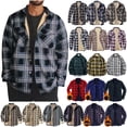 thumbnail image 1 of DDAPJ pyju Mens Plaid Shirt Jacket Fleece Lined Button Down Shirts Thicken Warm Lapel Coats Winter Casual Outerwear Wine L, 1 of 9