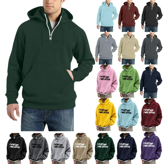 DDAPJ pyju Mens Quarter Zip Pullover Hoodie, Big and Tall Cool Sweatshirts Casual Loose Fit Hooded Sweatshirt Lightweight Drawstring Hoodies with Kangaroo Pocket M - 3XL