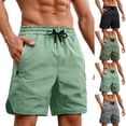 thumbnail image 1 of DDAPJ pyju Mens Quick Dry Athletic Shorts Lightweight Drawstring Gym Workout Shorts Side Split Casual Golf Running Shorts with Zipper Pockets Army Green L, 1 of 8