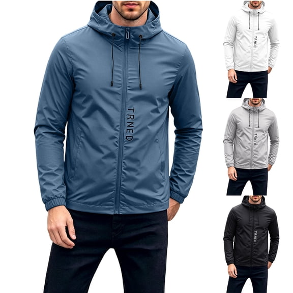 DDAPJ pyju Mens Rain Jacket Lightweight Windbreaker Waterproof Hooded Raincoat Ice Silk Cooling Cycling Running Hiking Gear Blue L