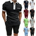 thumbnail image 1 of DDAPJ pyju Mens Shorts Sets 2 Piece Casual Business Outfits Quarter Zip Polos Shirt and Shorts Set with Pockets Red XXL, 1 of 7