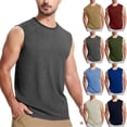 thumbnail image 1 of DDAPJ pyju Mens Solid Tank Tops Sleeveless Crew Neck T Shirts Gym Workout Tanks Undershirts Light Blue XL, 1 of 5