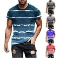 thumbnail image 1 of DDAPJ pyju Mens Striped T-shirts Gradient Color Casual Hipster Tee Tops Big and Tall Man Short Sleeve Crewneck Graphic Tees Cool Streetwear Purple 4XL, 1 of 6