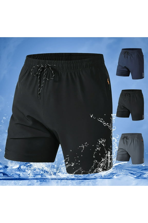 Mens Swim Trunks Quick Dry Board Shorts with Zipper Pockets Beach Surfing Bathing Suit Limited Time Sales Black S