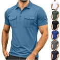 thumbnail image 1 of DDAPJ pyju Mens Tactical Cargo Shirt Regular Fit Short Sleeve Polos Shirts Moisture-Wicking Performance Mesh Golf Shirt with Pockets Rebajas del día Light Blue XXL, 1 of 7