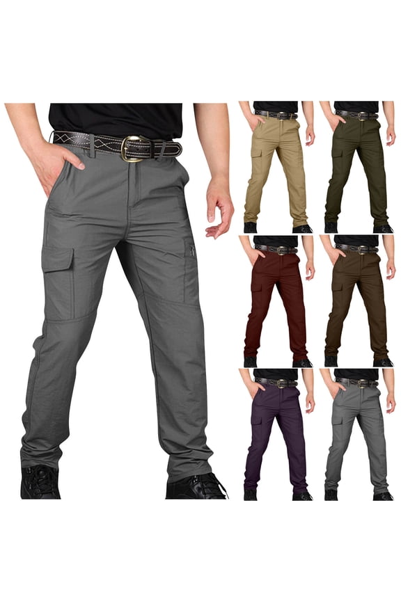 Mens Tactical Pants Ripstop Hiking Pants Lightweight Outdoor Water Resistant Cargo Pant with Pockets Wine XXXL