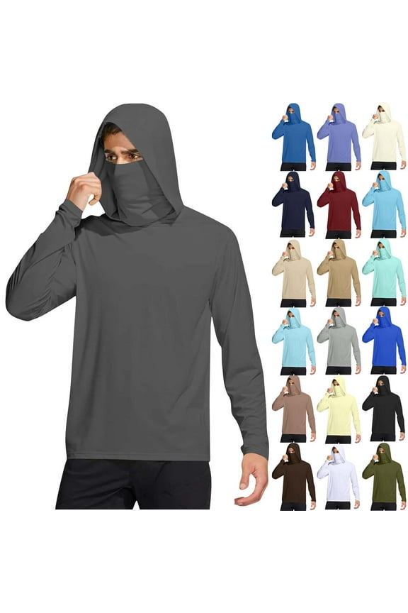 Mens UPF 50+ Fishing Shirt, Long Sleeve UV Sun Protection Hoodies, Quick Dry Rash Guard for Hiking Outdoor Working Army Green M
