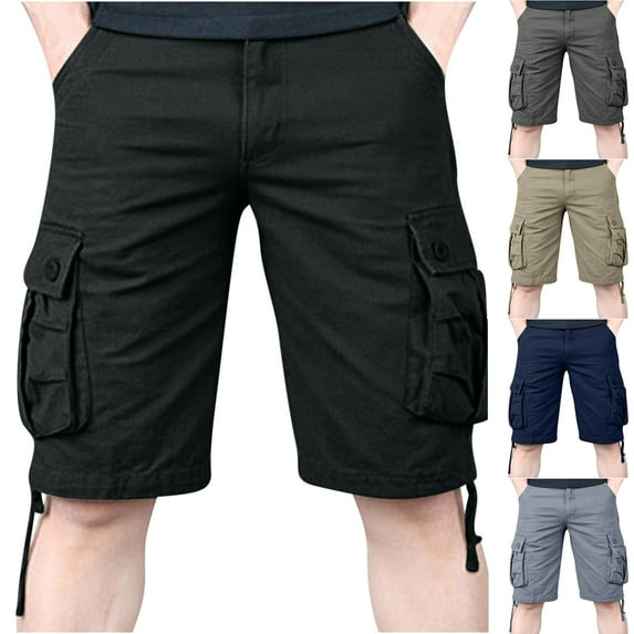 DDAPJ pyju Mens Vintage Casual Cargo Shorts Cotton Ripstop Hiking Shorts Military Shorts Big and Tall Relaxed Fit Outdoor Work Shorts with Multi Pockets Green L