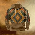 thumbnail image 1 of DDAPJ pyju Mens Vintage Cowboy Hoodie Western Aztec Printed Hooded Sweatshirt Oversized Drawstring Pullover Hoodie Ethnic Style Sweatshirts with Kangaroo Pocket Clearance Sales Khaki L, 1 of 3