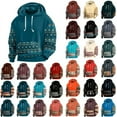 thumbnail image 1 of DDAPJ pyju Mens Western Aztec Hoodies African Dashiki Printed Hooded Sweatshirt Oversized Casual Pocket Hoodie Novelty Graphic Pullover Sweatshirts with Pocket Prime s Today Black#1 L, 1 of 4