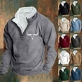 thumbnail image 1 of DDAPJ pyju Mens Western Aztec Sweatshirt Quarter Zip Fleece Pullover Vintage Graphic Sweatshirts Long Sleeve Stand Collar Tops with Elbow Patches Wine M, 1 of 4