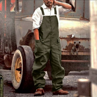 DDAPJ pyju Mens Work Bib Overalls Baggy Lightweight Jumpsuit Big and Tall Coveralls Loose Fit Cargo Workwear with Snaps Pockets