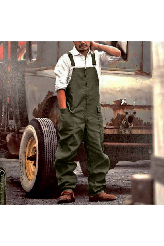 Mens Work Bib Overalls Baggy Lightweight Jumpsuit Big and Tall Coveralls Loose Fit Cargo Workwear with Snaps Pockets