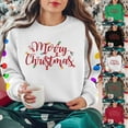 thumbnail image 1 of DDAPJ pyju Merry Christmas Sweatshirt for Women Oversized Letter Graphic Sweatshirts Xmas Holiday Long Sleeve Pullover Trendy Casual Y2K Outfits Red M, 1 of 8
