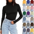 thumbnail image 1 of DDAPJ pyju Mock Neck Tops for Women Long Sleeve Slim Fit Crop Tops Casual Basic Mock Neck Tight Tee Shirts Y2K Going Out Blouses Pink XXXL, 1 of 8