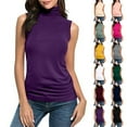 thumbnail image 1 of DDAPJ pyju Mock Turtleneck Tank Top Women Sleeveless Slim Fit Stretchy Layer Tee Shirts Basic T-Shirts Solid Elastic Undershirts Pink XXXL, 1 of 10