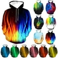 thumbnail image 1 of DDAPJ pyju Novelty Hoodies for Men, 3D Realistic Flame Printed Hooded Sweatshirt Lightweight Drawstring Hoodie Front Pocket Casual Pullover Sweatshirts Hip Hop Youth Hoody M - 5XL, 1 of 5