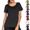 thumbnail image 1 of DDAPJ pyju Open Back Workout Tops for Women Loose Fit Athletic Crop Tee Short Sleeve Gym Running Yoga Shirt Gray M, 1 of 6