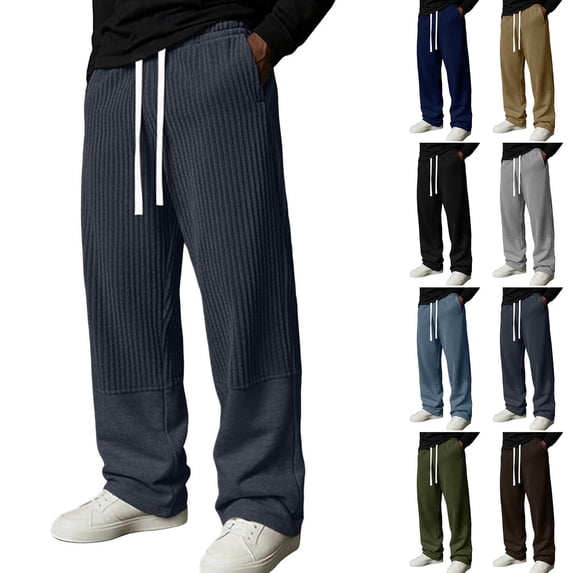 DDAPJ pyju Open Bottom Sweatpants for Men Lightweight Drawstring Casual Athletic Pants Soft Comfy Lounge Sweat Pants with Pockets Navy M