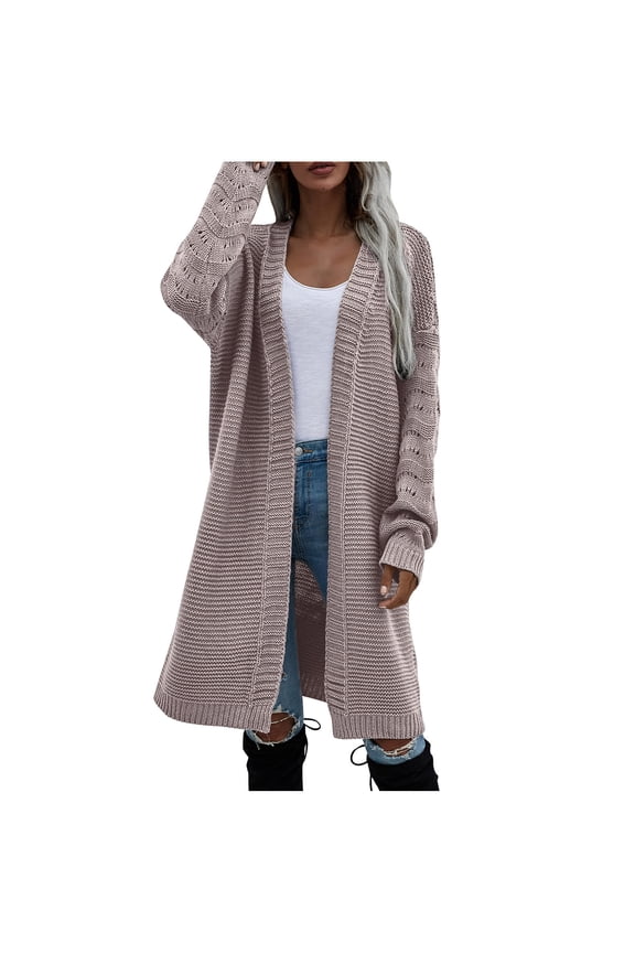 Open Front Long Cardigan Sweaters for Women Clearance Sale, Loose Batwing Sleeve Shawl Collar Sweater Coat Fall Winter Lightweight Outwear with Flowy Hem