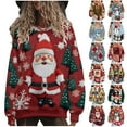 thumbnail image 1 of DDAPJ pyju Oversized Christmas Pullovers Women Colorful Printed Sweatshirt Crewneck Long Sleeve Casual Holiday Sweat Shirts Xmas Gifts Multicolor M, 1 of 8