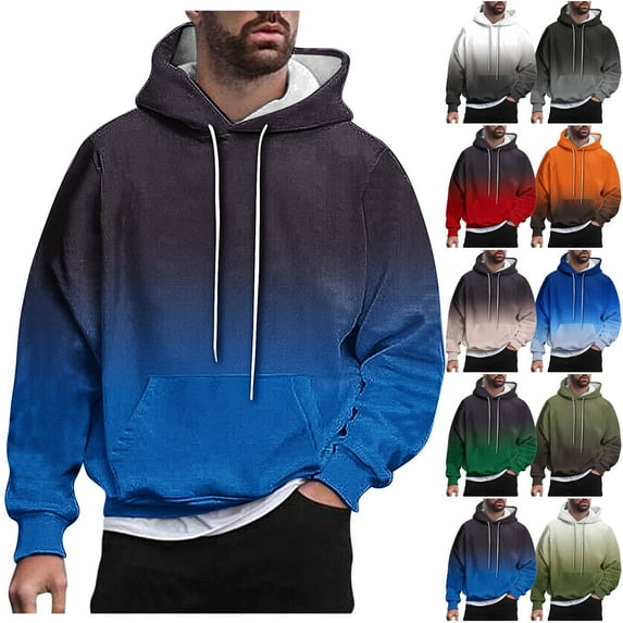 DDAPJ pyju Oversized Graphic Hoodies for Men Gradient Color Hooded Sweatshirt Loose Casual Drawstring Pullover Tops with Kangaroo Pocket Red M