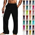 thumbnail image 1 of DDAPJ pyju Pajama Pants for Men Baggy Lounge Pants Drawstring Elastic Waist Straight Wide Leg Pants with Pockets Grape Purple L, 1 of 7