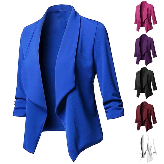 DDAPJ pyju Petite Blazer Jacket for Women Lightweight Slim Fit Blazer Long Sleeve Lapel Collar Work Office Jackets Basic Solid Suit Jacket Clearance Items Hot Pink M